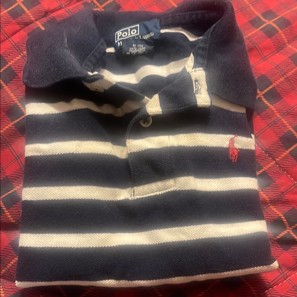 Polo by Ralph Lauren Men's Navy and White Striped Sweater
